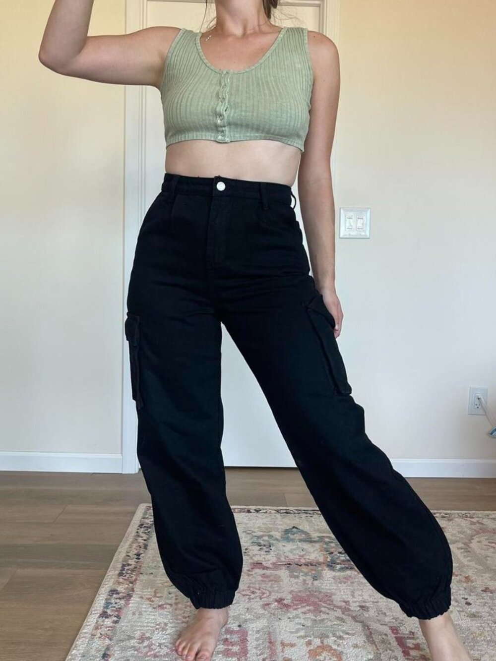 NWT Pretty Little Things Black Cargo Baggy Jeans